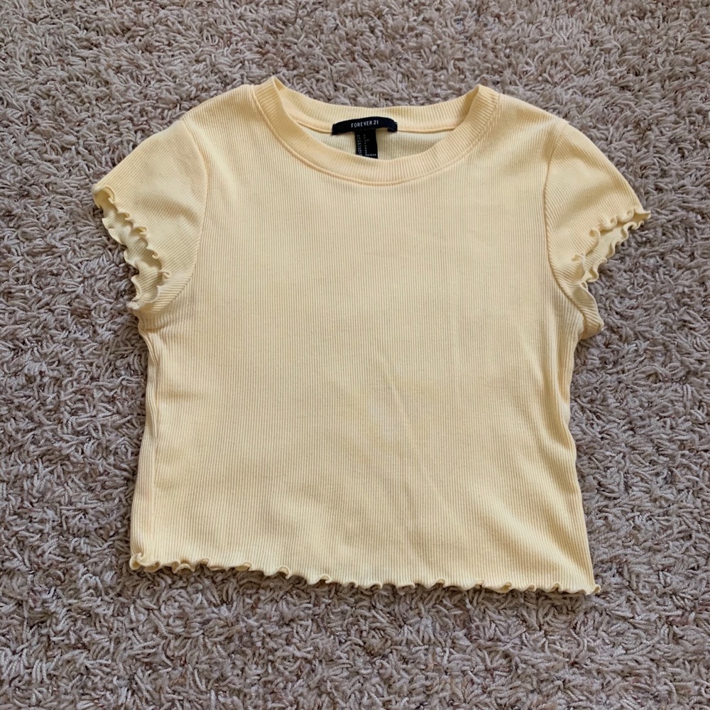 Forever 21 yellow ribbed cropped t-shirt